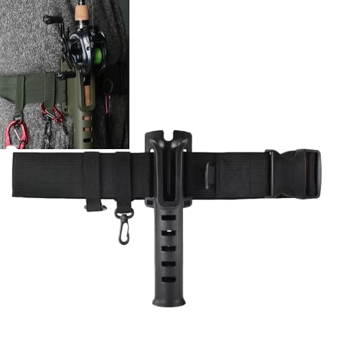 Enjoyard Supporto per canne da pesca regolabile a forma di cintura, supporto per canne da pesca, per surf casting e kayak, accessorio per uomini (nero)
