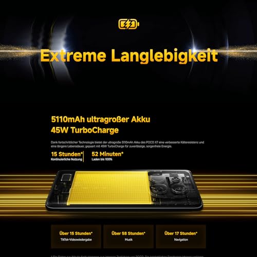 Xiaomi Poco X7 Smartphone, 8+256GB, Schwarz, 50MP Hauptkamera mit OIS, 5110mAh Akku, IP68