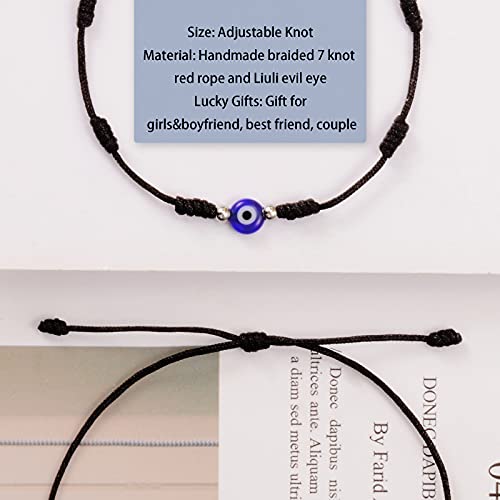 BOCHOI Bracciale da donna con 7 nodi, colore nero