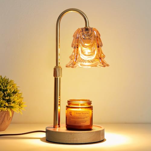 Roshin Dimmable Candle Warmer with Timer (Flower) - Height Adjustable Wax Melts Candle Warmer Lamp Australia, Bed & Home Decor, Birthday for Mother Women Girl (Burlywood)