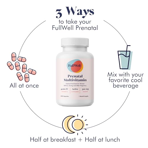 Image of FullWell Women's Prenatal Multivitamin - Healthy Pregnancy Support - Contains Choline & Folate - Supports Fetal Growth & Brain Development* - 240 Count (60 Servings, 2 Pack)
