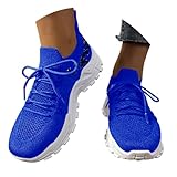 Générique Baskets pour Femmes,Chaussures Runing avec Bande Lastique Maille Solide Lacets Plateforme Chaussures de Sport Jogging Peu Profondes Fitness Gym Outdoor