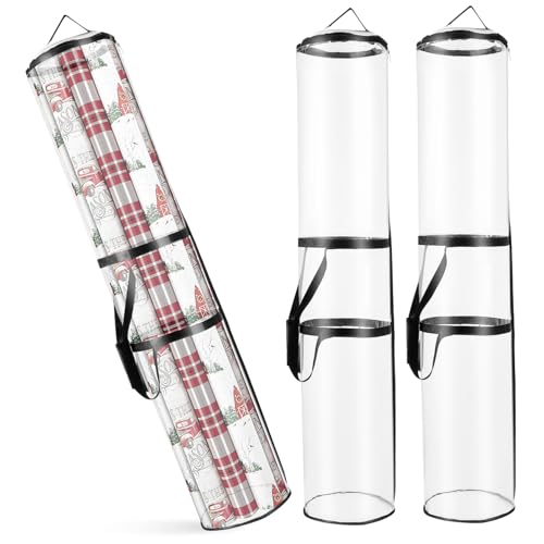 SEWACC 2 Pcs Wrapping Paper Storage Bag Roll Holder for Party Supplies Moisture present Wrapping Organizer Multi Functional Storage for Home Office