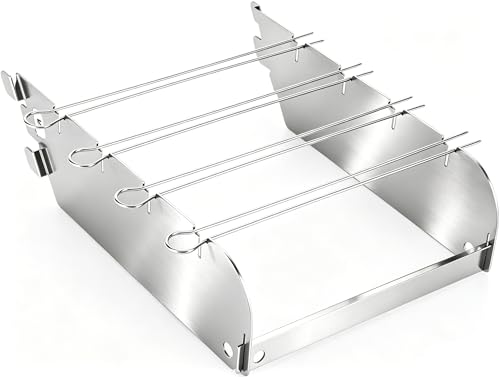 GFTIME Primezone-Windschutz für RÖSLE Videro G2-S/G3-S/G4-S/G6-S mit 4 Edelstahl-Grillspießen Wind- & Spritzschutz Spießhalterung aus Edelstahl Silber