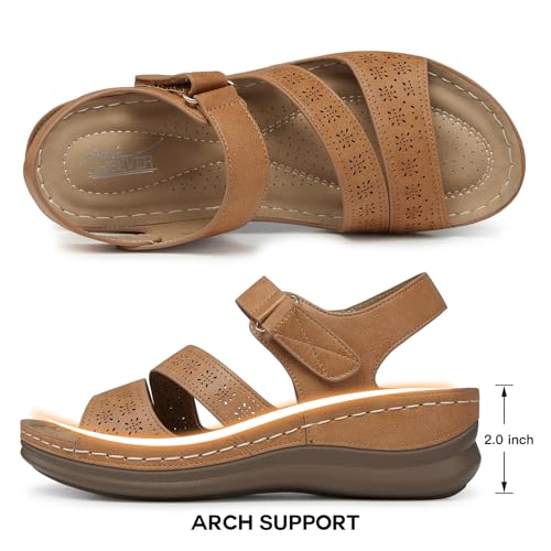 Image of SHIBEVER Women's Wedge Sandals Comfortable: Summer Dressy Walking Platform