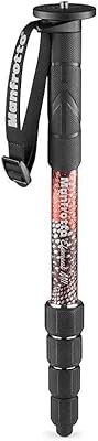 Element MII 5-Section Aluminum Monopod with Wrist Strap, Red