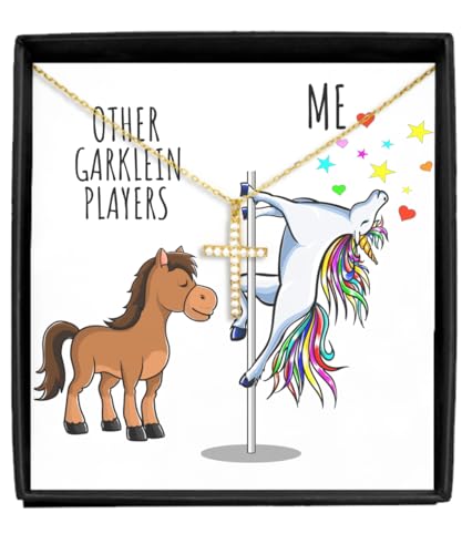 Unicorn Garklein Necklace Pendant Funny Gift For Musician Women Her Other Players Me Cute Birthday Magical Present Joke Quote Gag Jewelry With Chain Message Card Box Crystal Gold Cross