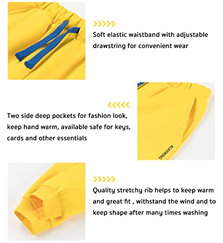 Alaviking Kids Sweatpants Sport Jogger Pants Drawstring Elastic Waist Athletic Pants For Boys Or Girls 3-12 Years 3-12 Years(Yellow-Xs) #TOP3