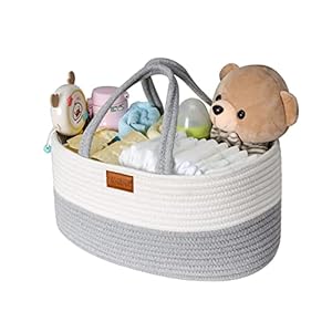 Meilleur Baby Diaper Caddy Organizer: Cotton Rope Diaper Caddy for Baby Girl & Baby Boy – large diaper caddy basket for…