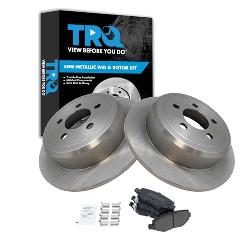 Image of TRQ Rear Brake Pad and Rotor Set Semi Metallic Solid Rotors | For 2008-2012 Jeep Liberty 2007-2011 Dodge Nitro