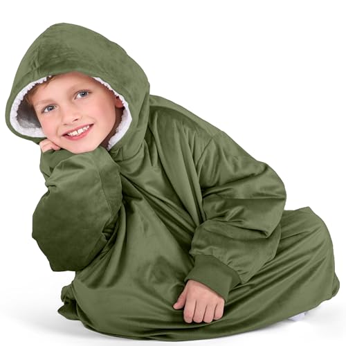 Image of Bare Home Wearable Blanket Hoodie - Soft Plush Sherpa - Warm and Cozy - Oversized Wearable Blanket