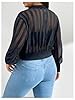 OYOANGLE Women's Plus Size Sheer Mesh Crop Bomber ... #2