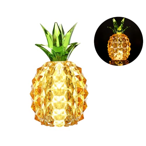 Ttiy Lampe ananas en acrylique - Lampe de table créative sans fil - Lampe de comptoir LED - Décoration de table tendance pour chambre à coucher - 1 pièce...