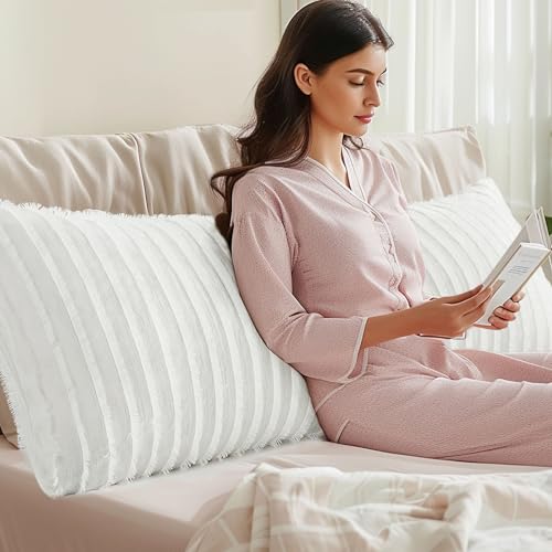 Image of BEDELITE Body Pillow Cover with Zipper, Boho-Bright White, 20x54 Inch, 1 Pc