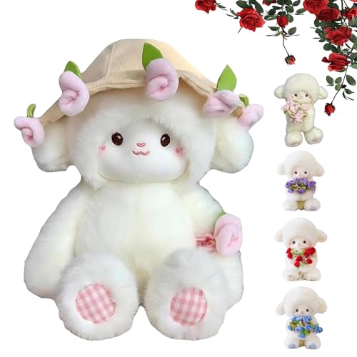 Nbzsmlkn Ramo De Oveja Bebé, Peluche De Cordero con Ramo De Rosas Y Capucha De Flores Desmontable para Decoración del Hogar Y Regalos De Cumpleaños. (Rosa - 30 cm) Nbzsmlkn Ramo De Oveja Bebé, Peluche De Cordero con Ramo De Rosas Y Capucha De Flores Desmontable para Decoración del Hogar Y Regalos De Cumpleaños. (Rosa - 30 cm)