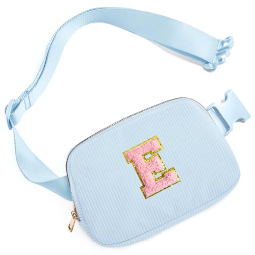 Image of Gitus Birthday Gifts for 10 11 12 13 14 15 16 Year Old Girls Personalized Gifts for Women Initial Fanny Pack Crossbody Bag Belt Bag Cute Preppy Stuff for Teen Girls Teenage Girl Gifts (Icing Blue-E)