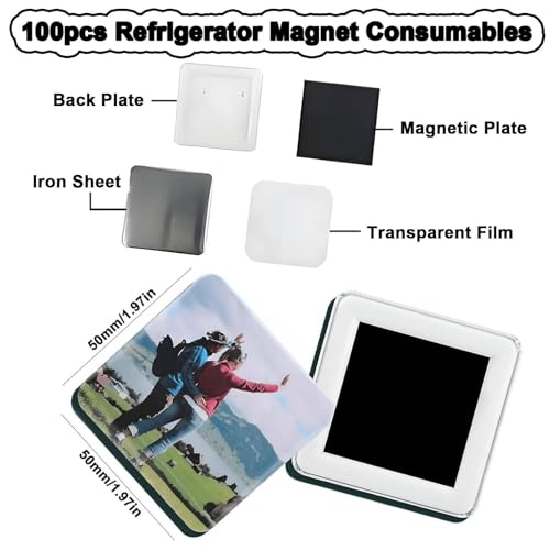 Kit para Hacer imanes de Fotos DIY: CREA imanes de Nevera y Marcos de Fotos Personalizados con Cortador de Papel Incluido y 100 componentes.
