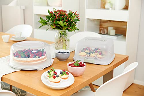 Foto von Emsa Prep&Bake Kuchenaufbewahrungsbox, Rechteckig, 37 x 33 cm, Tragegriff, Schneidevorrichtung, Transparent & Grün, K3267034