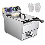 WeChef Commercial Deep Fryer 11.7L Stainless Steel Basket Single Tank Timer Drain Electric Countertop Restaurant Fryer