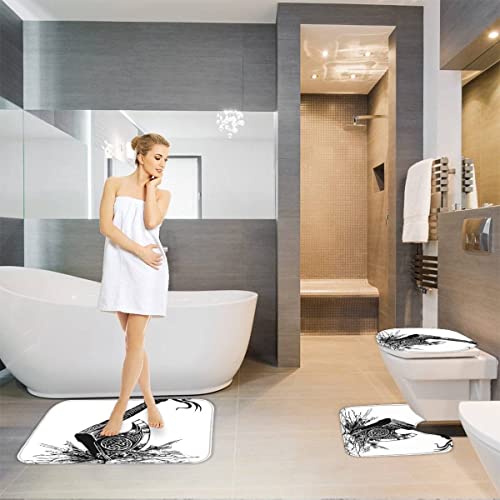 Badematten Set 3 teilig Wikinger Mythos 3D Badezimmerteppich Set WC Vorleger Set rutschfeste Badematte Maschinenwaschbar… – Bild 5