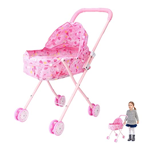 Carrinho de boneca | Carrinho de bebê dobrável para bonecas,Carrinho de boneca de grande capacidade,