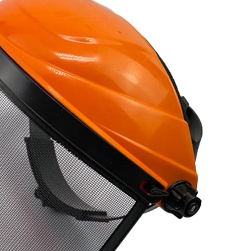 Luwecf Garden Forestry Logging Face Shield Cap Guard Mesh Visor Multipurpose Face Protection for Farming Comfortable, Orange