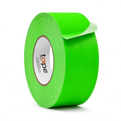 WOD Gaffer Tape, Fluorescent Green Low Gloss Finish Film, 3 inch x 60 ft. Residue Free, Non Reflective Cloth Fabric, Secure Cords, Water Resistant, Photography, Filming Backdrop, Production