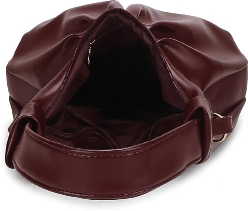 Image of ProArch Stylish Ruched Hobo Shoulder Bag for Women | Vegan Leather Pleated Sling Handbag with Zip Closure & Comfortable Strap | Spacious Casual & Office Tote Bag for Ladies