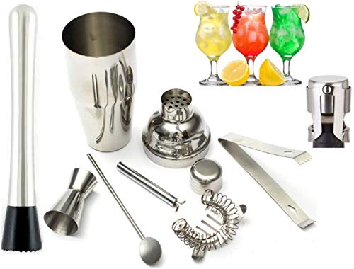 Kit 7 Bar Coqueteleira Socador Barman Inox Tampa Caipirinha