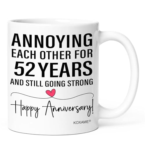 KOXAME 52nd Wedding Anniversary Coffee Mugs 11oz, Annoying Each Other for 52 Years Couple Mug, Anniversary Romantic Couple Wedding Engagement Gifts for Her Him Wife Husband (52 year)