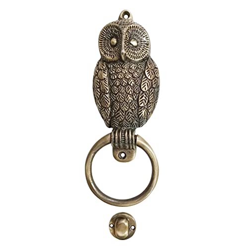 Maa Kamakhya Hardware “Owl Ring” Antique Iron Door Knocker (Antique Brass Finish) - Supplied as 1 Piece Per Pack
