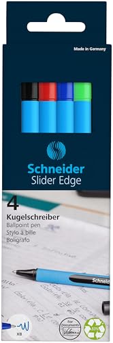 Schneider Slider Edge XB 152273 Lot de 4 stylos à bille triangulaires avec largeur de trait XB assortis dans une boîte à crayons – vue 2