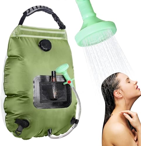 Solar Portable Shower Bag – 5 Gallon/20L Solar Heated Camping Shower with Removable Hose, Adjustable On-Off Shower Head & Hanging Hook – Lightweight Outdoor Shower for Hiking, Backpacking
