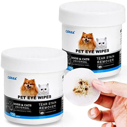 OPULA Dog Eye Wipes,Cat Dog Eye Cleaner,Pet Tear Stain Remover Wipes,300 Count Dog Eye Cleaning Wipes,Eye Cleaner Pads, Unscented Gentle Pet Tear Wipe