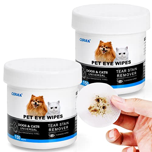 OPULA Dog Eye Wipes,Cat Dog Eye Cleaner,Pet Tear Stain Remover Wipes,300 Count Dog Eye Cleaning Wipes,Eye Cleaner Pads, Unscented Gentle Pet Tear Wipe