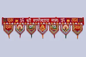 GomG Vintage Traditional Handmade Door Hanging/Bandarwal/Toran for Mandir and Decoration , Traditional Bandhan Wall for Entrance Door , Multicolor, Medium