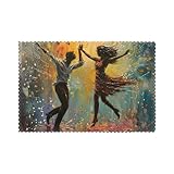 Baila con La Música (Imprimir) Manteles Individuales 4 Resistentes Al Calor Salvamanteles Antideslizante Salvamanteles Individuales para Comedor Mesa Cocina 30X45Cm