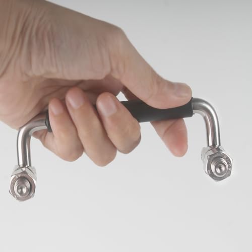 Image of 304 Stainless Steel Folding Handle 90 Degree Folding Solid Pull with Rubber, Electric Cabinet Pull Industrial Cabinet Handle, Toolbox Handle (with Nut, Hole Center 4.72 in)
