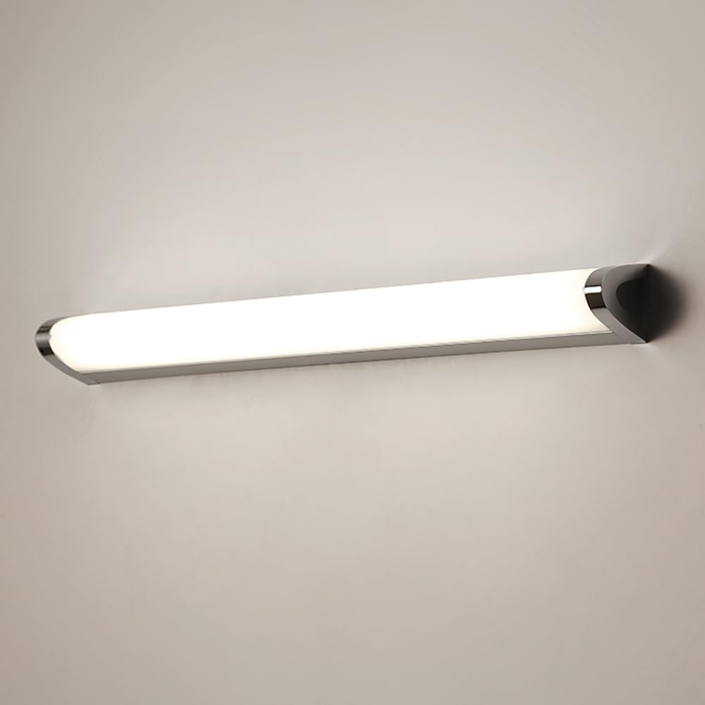 Jadssox Lampe de miroir chromée à LED pour salle de bain, applique murale linéaire chromée, barre d'éclairage de maquillage sur miroir, 3 modes de couleur, lampes de miroir de courtoisie pour salle de