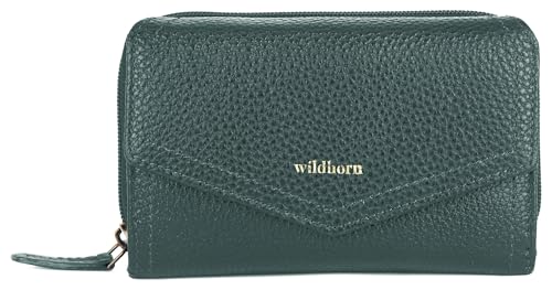 Image of WildHorn Genuine Leather Ladies Wallet - Elegant Women's Clutch Purse with 10 Card Slots, Perfect for Daily Use (Green)