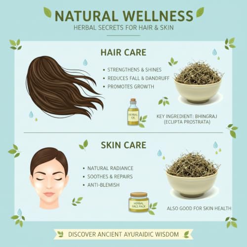 Image of Organic Raw Bhringraj Leaves 300g | Eclipta Alba Dry Leaves for Hair Growth, Hair Fall Control & Scalp Care | Ayurvedic Herbal Hair Care, Skin Nourishment | 100% Pure Natural, Raw Form