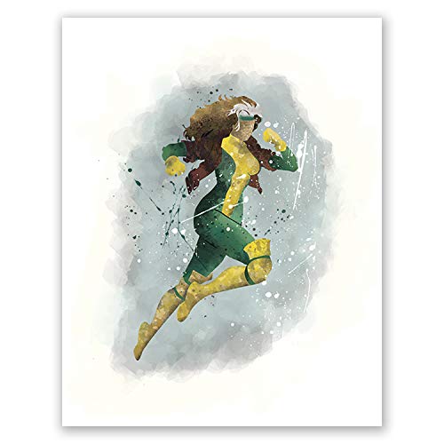 PGbureau Rogue Poster - Rogue Xmen Poster - Movie Print - Superhero Watercolor Illustration - Home Design for Nursery (8x10)