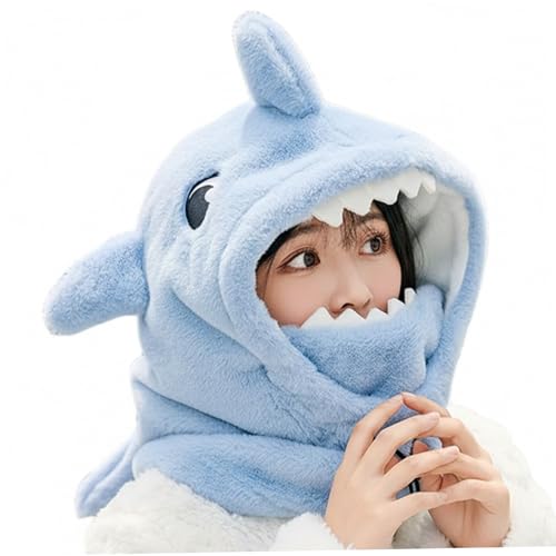 Masque de ski requin en peluche bonnet couvre casque original pour cadeau de noel et cosplay