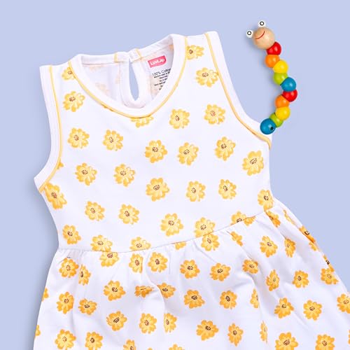 Image of LuvLap Baby Girl 100% Cotton Sleevless Girls Frock Pack of 3