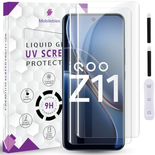 Image of Premium HD+ UV Tempered Glass Screen Protector For iQOO Z11 5G (6.83 Inch, Pack of 2) Full Adhesive UV Curved Screen Protector Case Friendly HD Clarity with installation kit & Guide