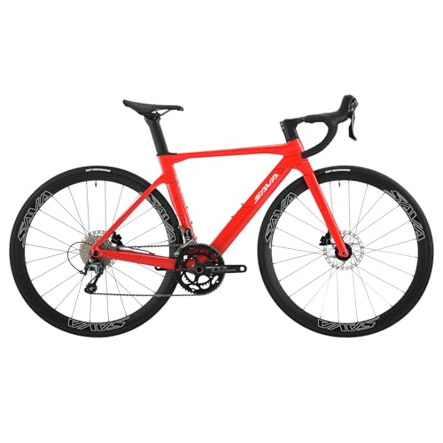 SAVADECK Carbon Road Bike, T800 Carbon Fiber Frame 700C Racing Bicycle with Shimano R4700 20 Speed Groupset and Hydraulic Disc Brake, Ultra-Light Carbon Bike for Adult(Red,47cm)