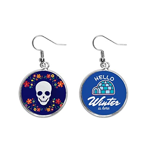 Pendientes de gota calavera de flor con diseño artístico exclusivo