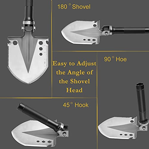 Yeacool Folding Shovel, Survival Shovels(40Inch), Ultimate Survival Tool, Tactical Military Spade, Compact Entrenching Tool For Camping, Off Roading, Metal Detecting, Backpacking And Emergency #TOP2