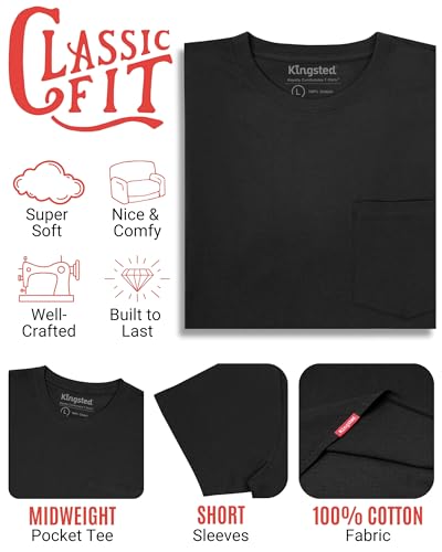 Image of Kingsted Pocket T-Shirts for Men - Super Soft & Comfy 100% Cotton Shirts