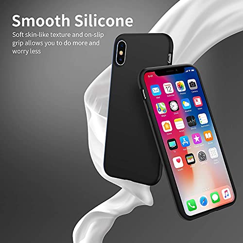 Image of VONZEE Microfiber Candy Case Compatible for iPhoneX /iPhone Xs 5.8 inch, Shockproof Slim Back Cover Liquid Silicone Case - Black
